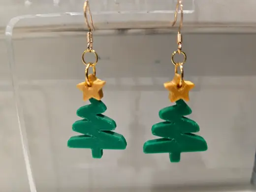 Modern Christmas Tree Line Drawing Earrings