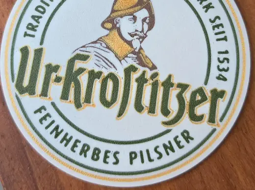 Ur-Krostitzer Bierdeckel 3 Wände rund