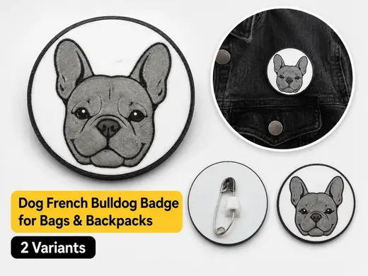 Dog French Bulldog Badge for Bags & Backpacks