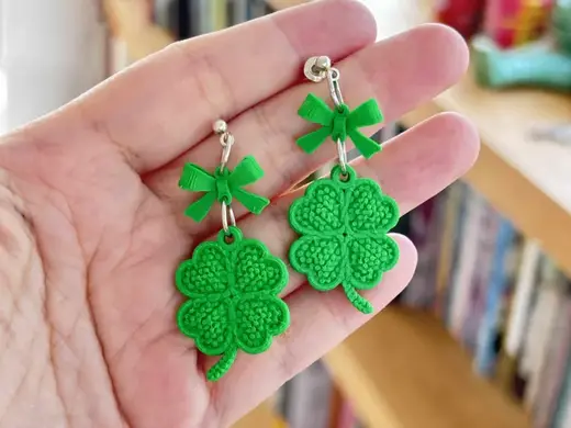 Lucky Knit Clover Earrings & Keychain