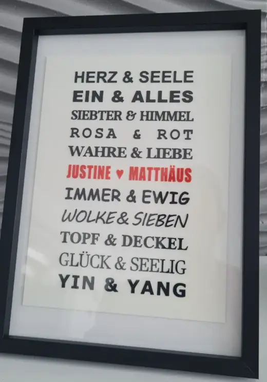 Hochzeitsgeschenk/Liebesgeschenk/Partnergeschenk