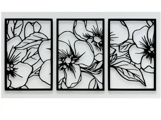 Pear Blossom Wall Art Set Of 3 Black Modern