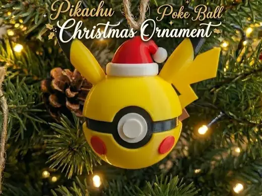 Pikachu Poke Ball Christmas Ornament