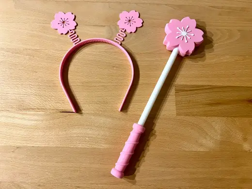 Sakura flower Hair Band & Magic Wand For Kids