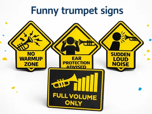 Funny trumpet signs