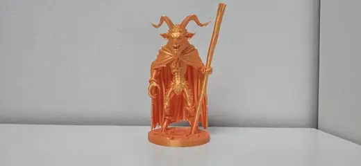 Krampus with Cloak and Staff Statue