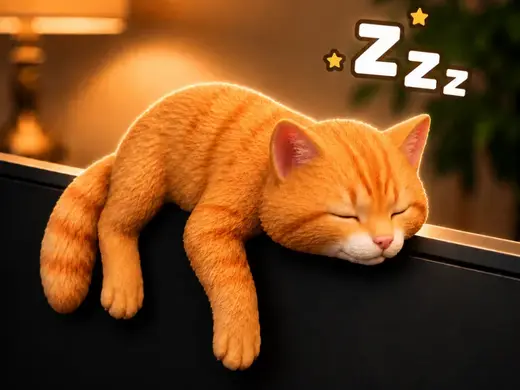 Sleepy Orange Cat Monitor Pet