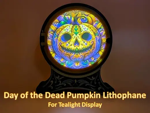 Day of the Dead Pumpkin Lithophane for Tealight Display