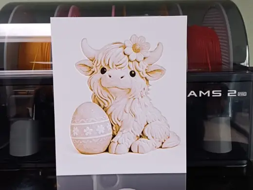 Fluffy Highland Cow with Easter Egg – Spring Decor