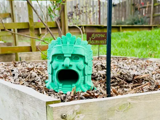 Aztec Stone Head Toad House - Outdoor Toad Home