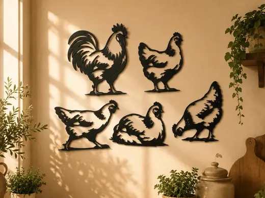 Chicken Family Wall Art Set