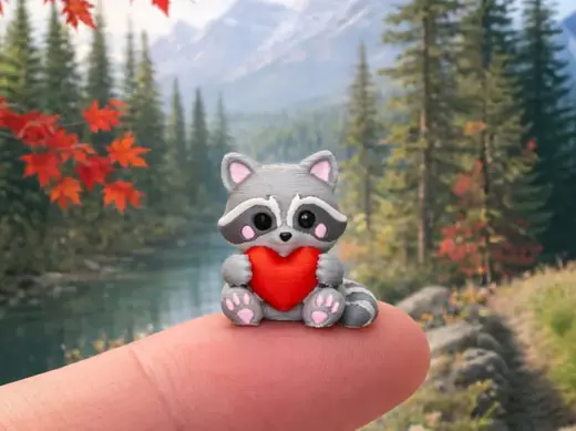 mini raccoon holding heart cute toy H2C