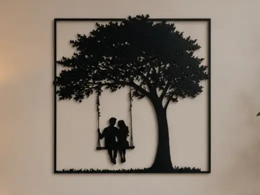 Couple on Swing Tree Wall Art