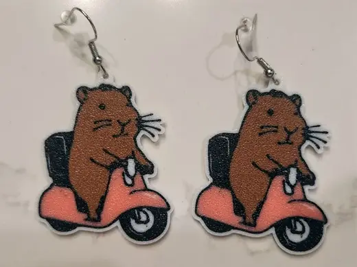 Capybara on a Moped Earrings