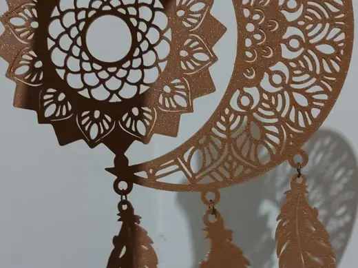 Sun and Moon DreamCatcher with 3 feathers