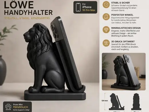 Minimalistischer Löwen Handyhalter