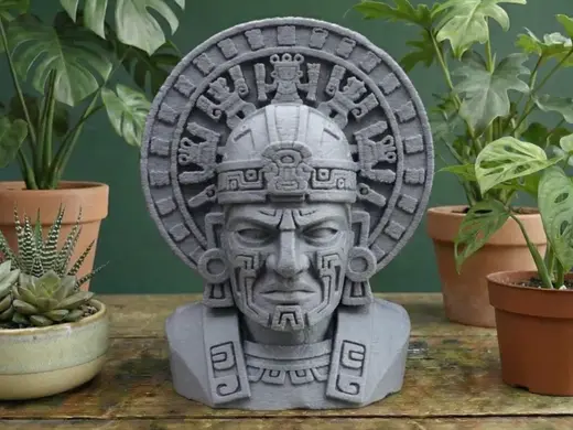 Mesoamerican Guardian: Aztec Warrior Bust