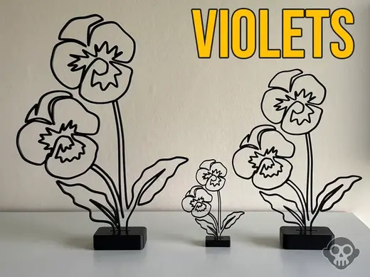Violets Line Art Sculpture
