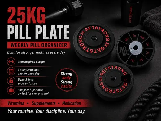 25KG Pill Plate — Weekly Gym Organizer