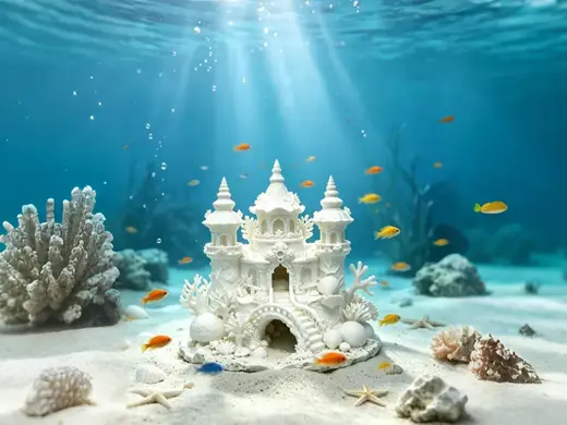 三层海底城堡 鱼缸造景 装饰 豪华城堡