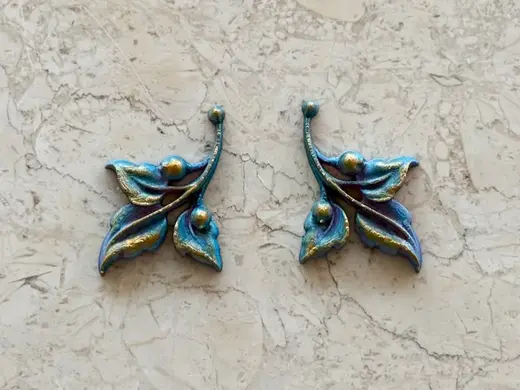 Ornement décoratif, style baroque, feuillage vert