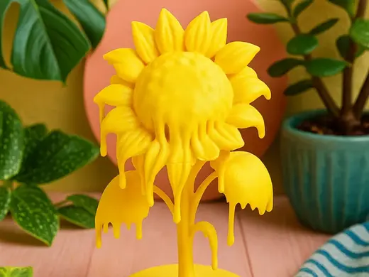 Melted Sunflower Surreal Botanical Sculpture