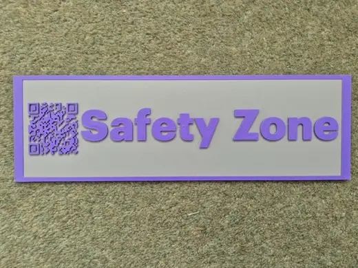 Safety Zone sign with QR code