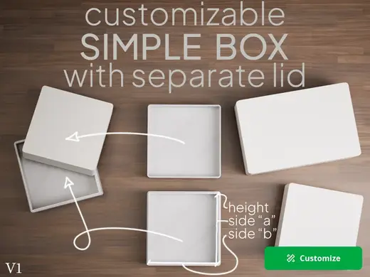 Customizable simple box with separate lid