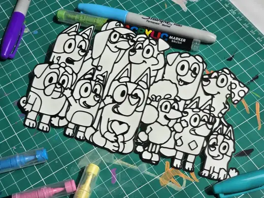 Bluey Squad Coloring Activity Craft