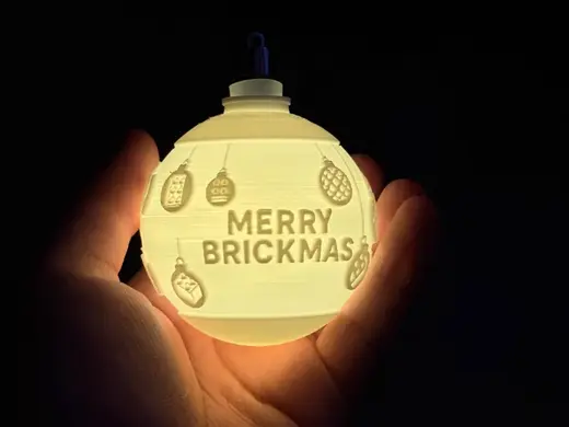 LED Lithophan Tannenbaumkugel Merry Brickmas