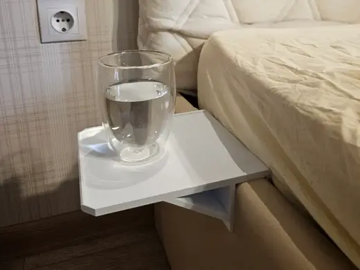 Bedside clip-on shelf tray for bed. Customizable