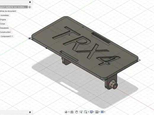 Support batterie TRX4 au dessus Moteur