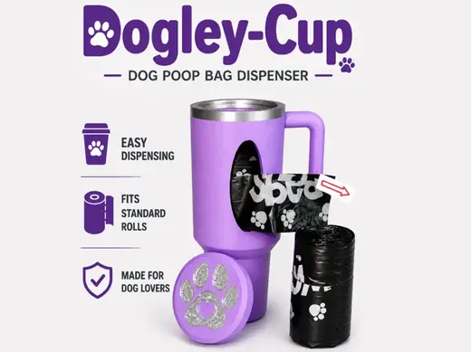 Dog Poop Bag Dispenser (Dog-ley Cup)