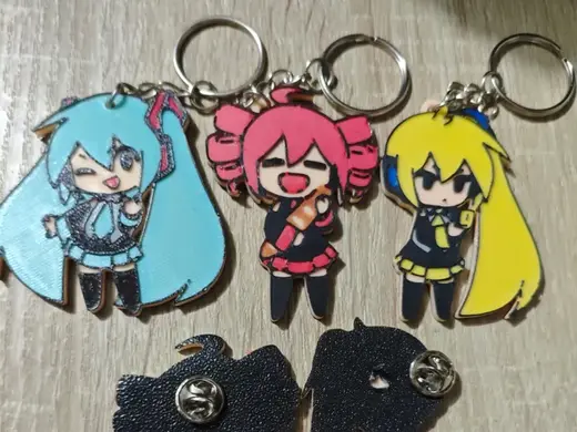 Triple baka - Miku, Teto, Neru keychains and pins