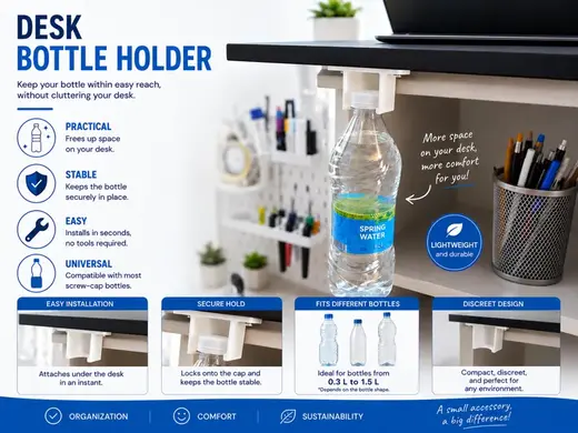 Under-Desk Space-Saving Bottle Holder