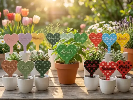Custom Heart Plant Tags | Easy Print