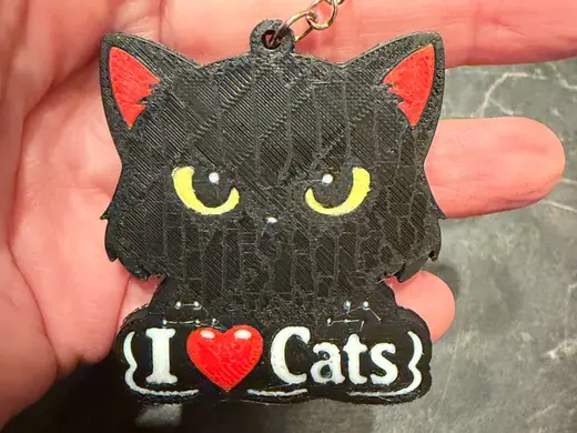 black cat I love cats keychain