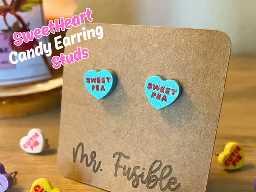 Valentines Sweetheart Candy Heart Earrings Studs
