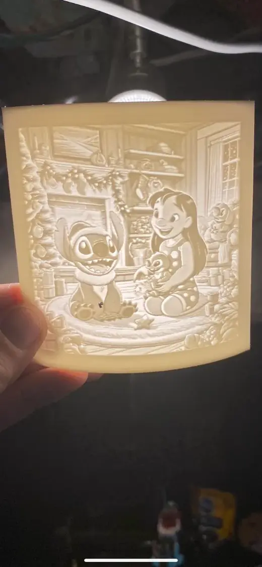 Christmas by the Fireside: Lilo and Stitch Lithophane