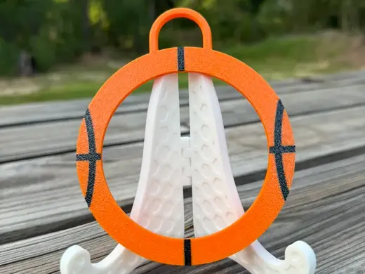 Basketball Photo Button Bag Charm Version 2