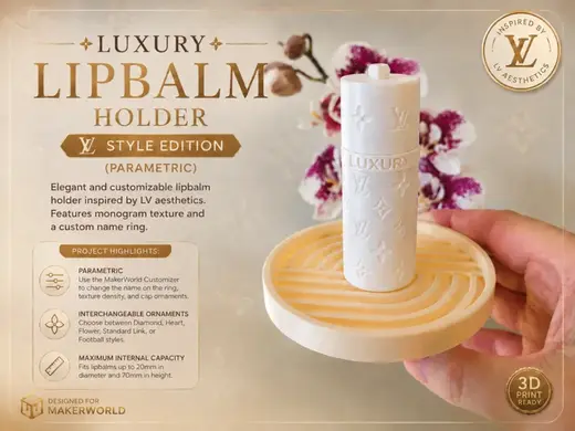 Luxury Lipbalm Holder - LV Style Edt (Parametric)