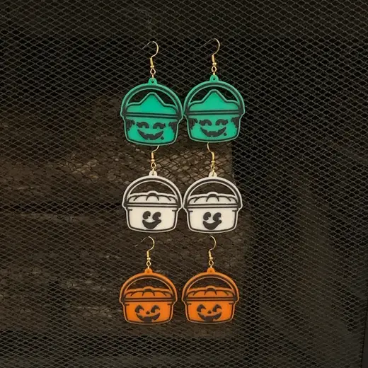 Trick or Treat Bucket Earrings Halloween Keychains