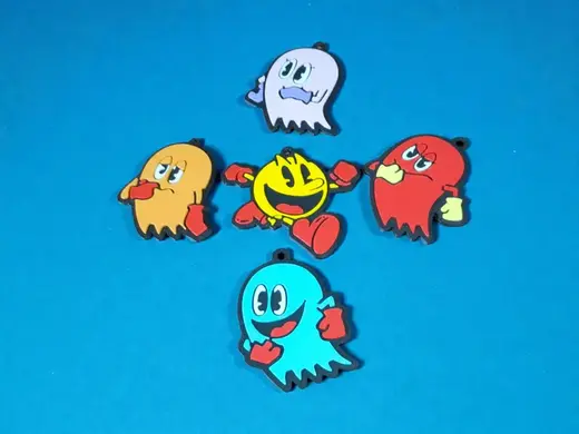 Pacman and Ghost Keyrings, Full Set