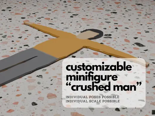 H0 Scale Minifigure "Crushed Man"