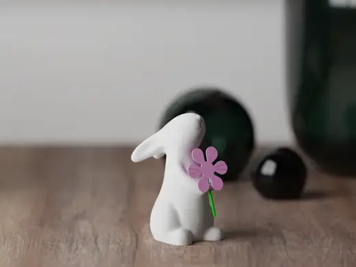 Modern minimalistic easter bunny with flower hands