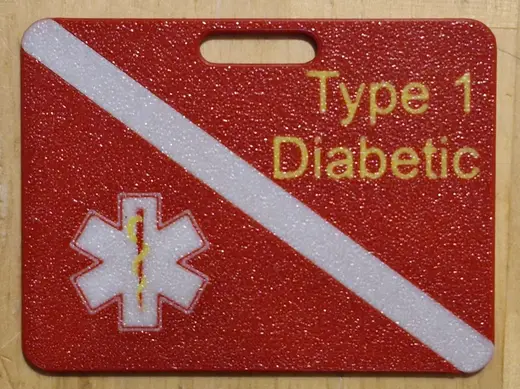 Dive Tag for Type 1 And 2 diabetic