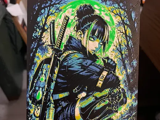 Cyborg Samurai Woman ALT Version Green Hueforge