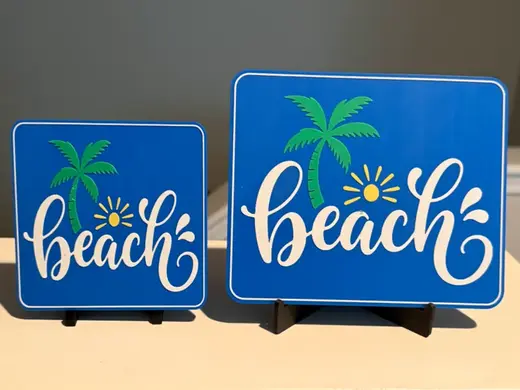 BEACH SIGN AND COASTER