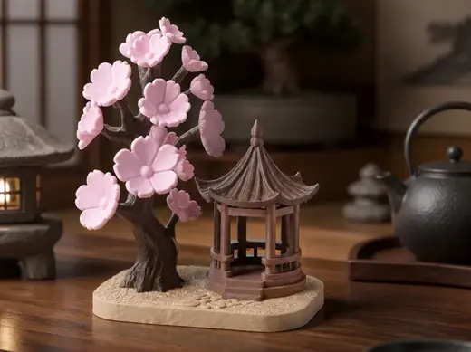 Cherry Blossom Pavilion Japanese Garden Sculpture