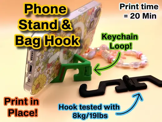 Phone Stand & Hook (Strong & Compact) - 20 Min